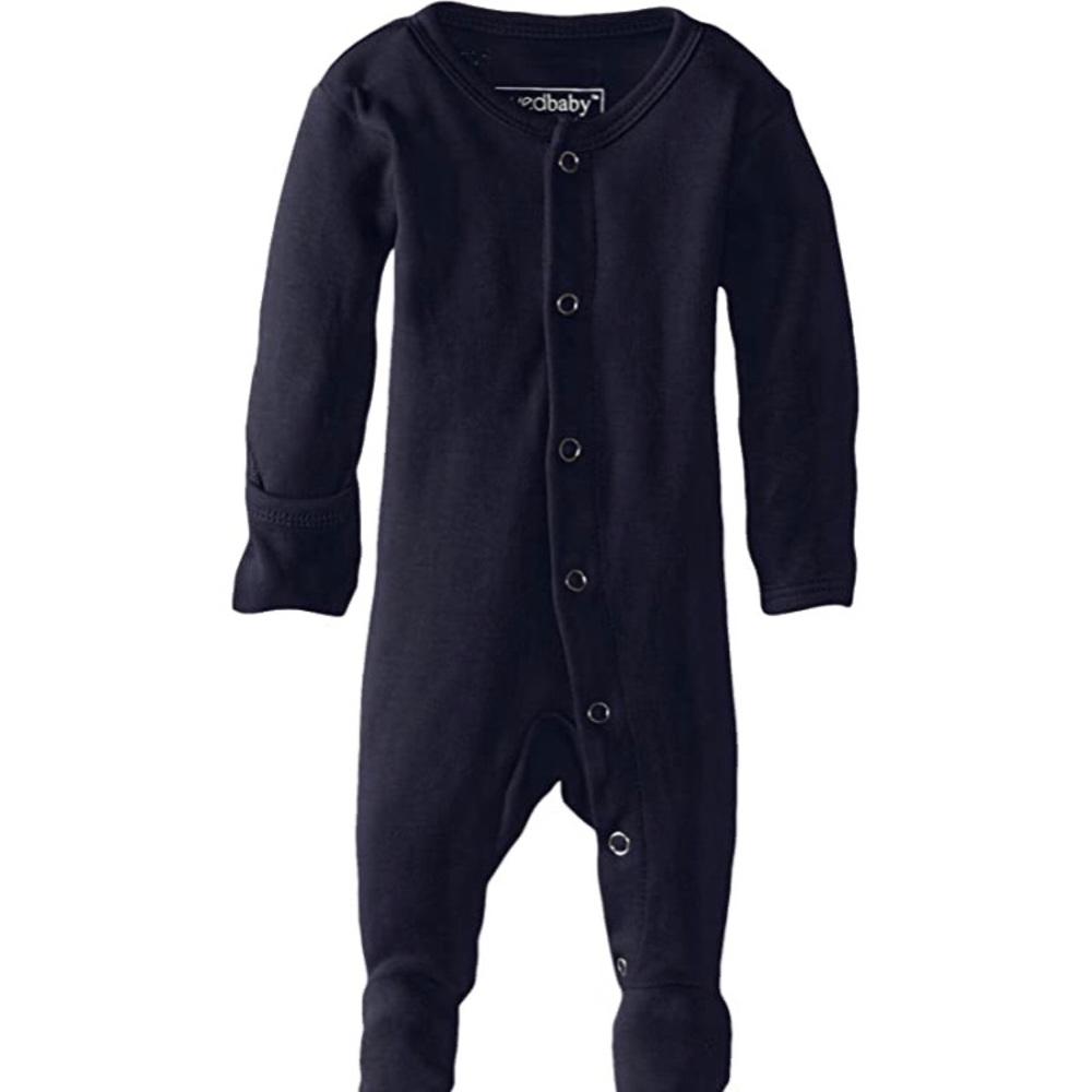 Navy PJ snaps organic cotton